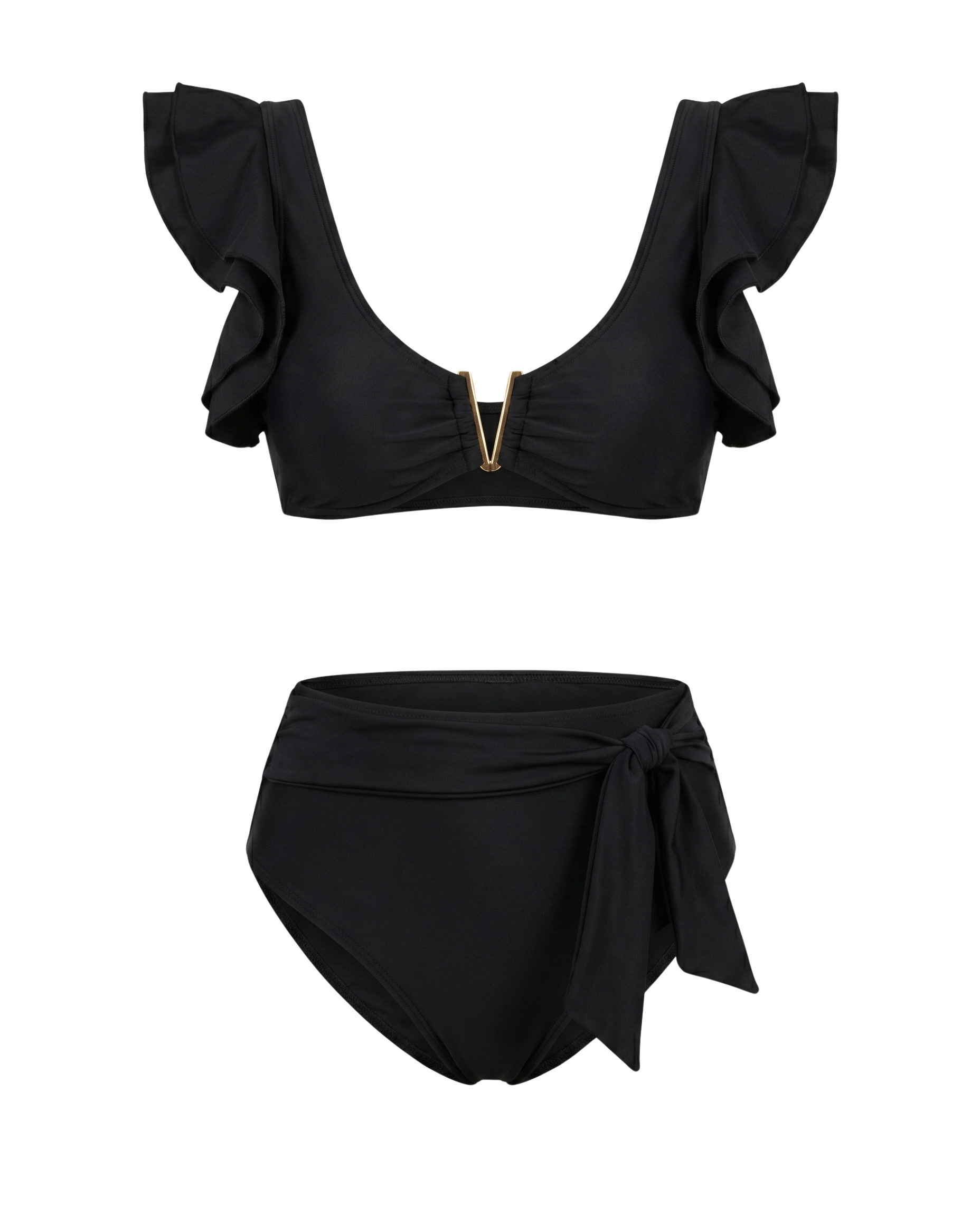 Black Gold Ruffled Bikini