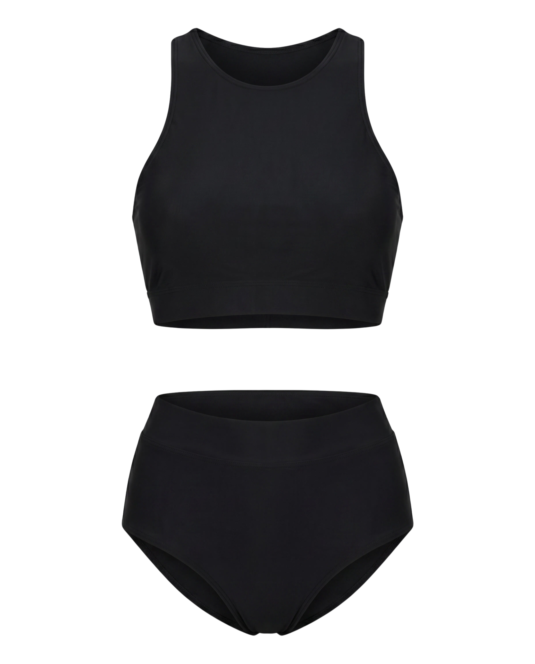 Solid High Waist Swimsuit