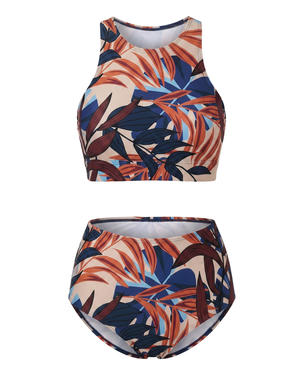Solid High Waist Swimsuit