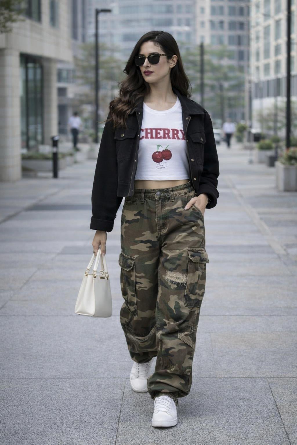Distressed Camo Cargo Pants