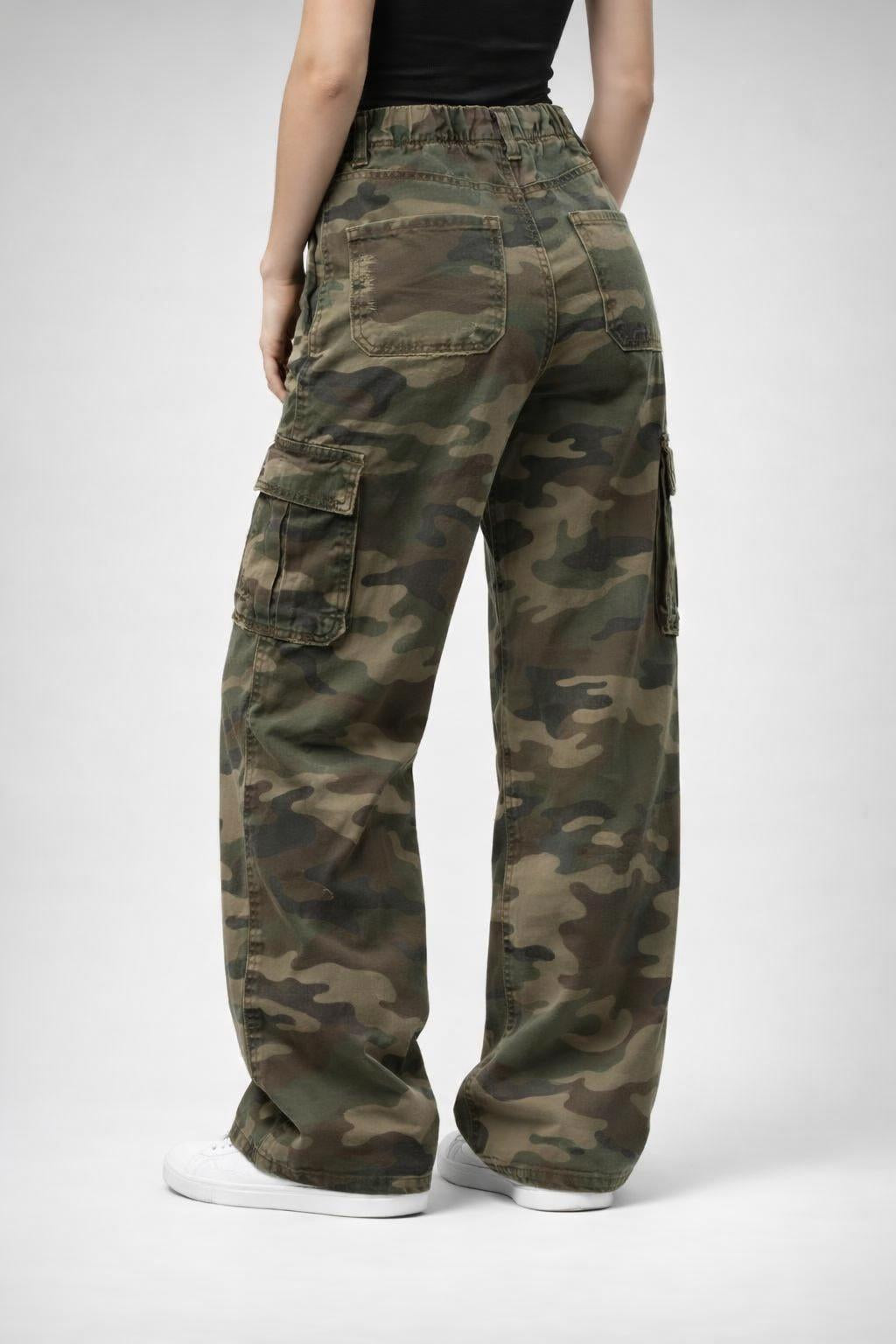 Distressed Camo Cargo Pants